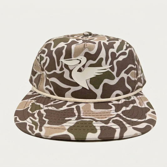 Coastal Reserve Salt SQD cap in Marsh Camo with a visible front silicone logo and flat brim design.