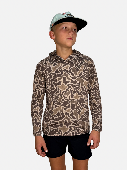 Salt Sqd SqdDrift hoodie bundle in brown camouflage with matching camo pattern for adult and youth sizes.