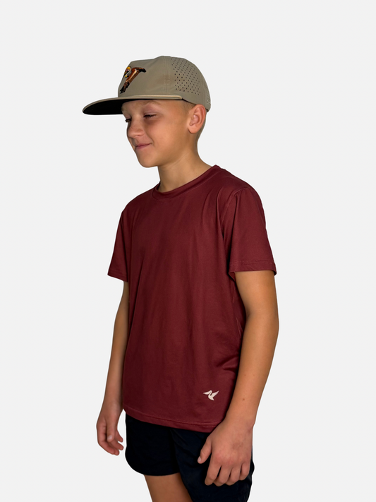Youth Salt SQD SqdDrift tee in Brackish with four-way stretch fabric for beach, boat, and backseat wear.