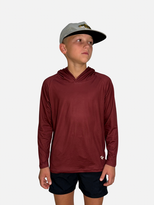 Youth Salt SQD SqdDrift fishing hoodie in Brackish with four way stretch fabric and UPF 35 sun protection.