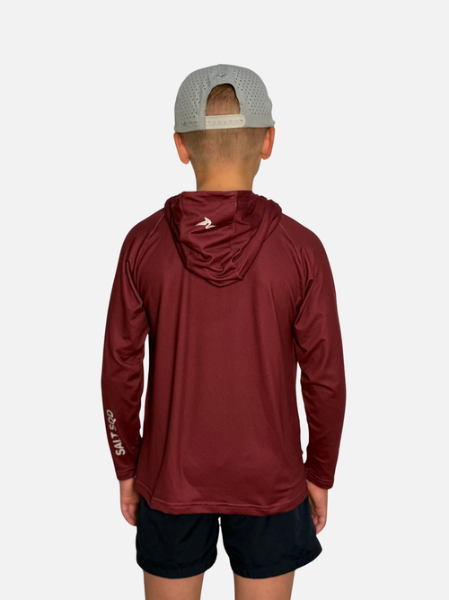 Youth Salt SQD fishing hoodie in Brackish with four-way stretch fabric and UPF 35 sun protection.
