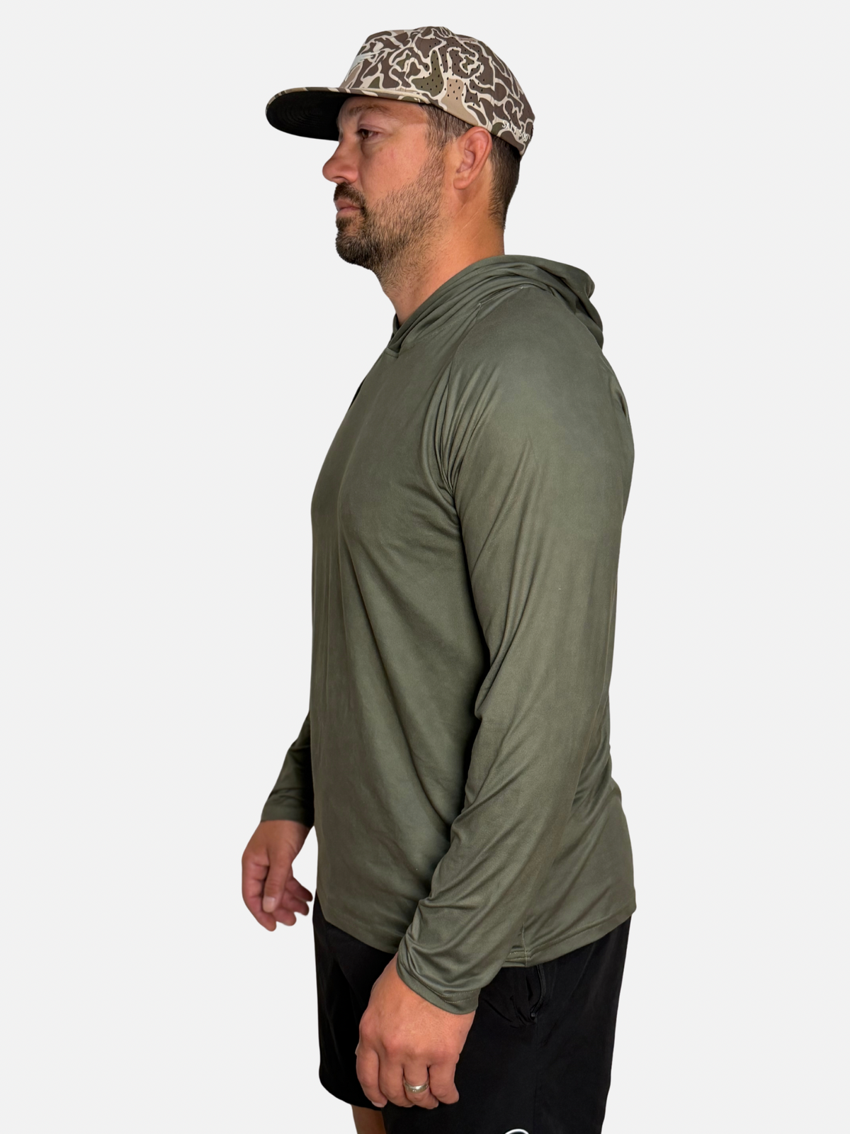 Salt SQD SqdDrift hoodie in Marsh Green with lightweight construction and long sleeves for outdoor layering.