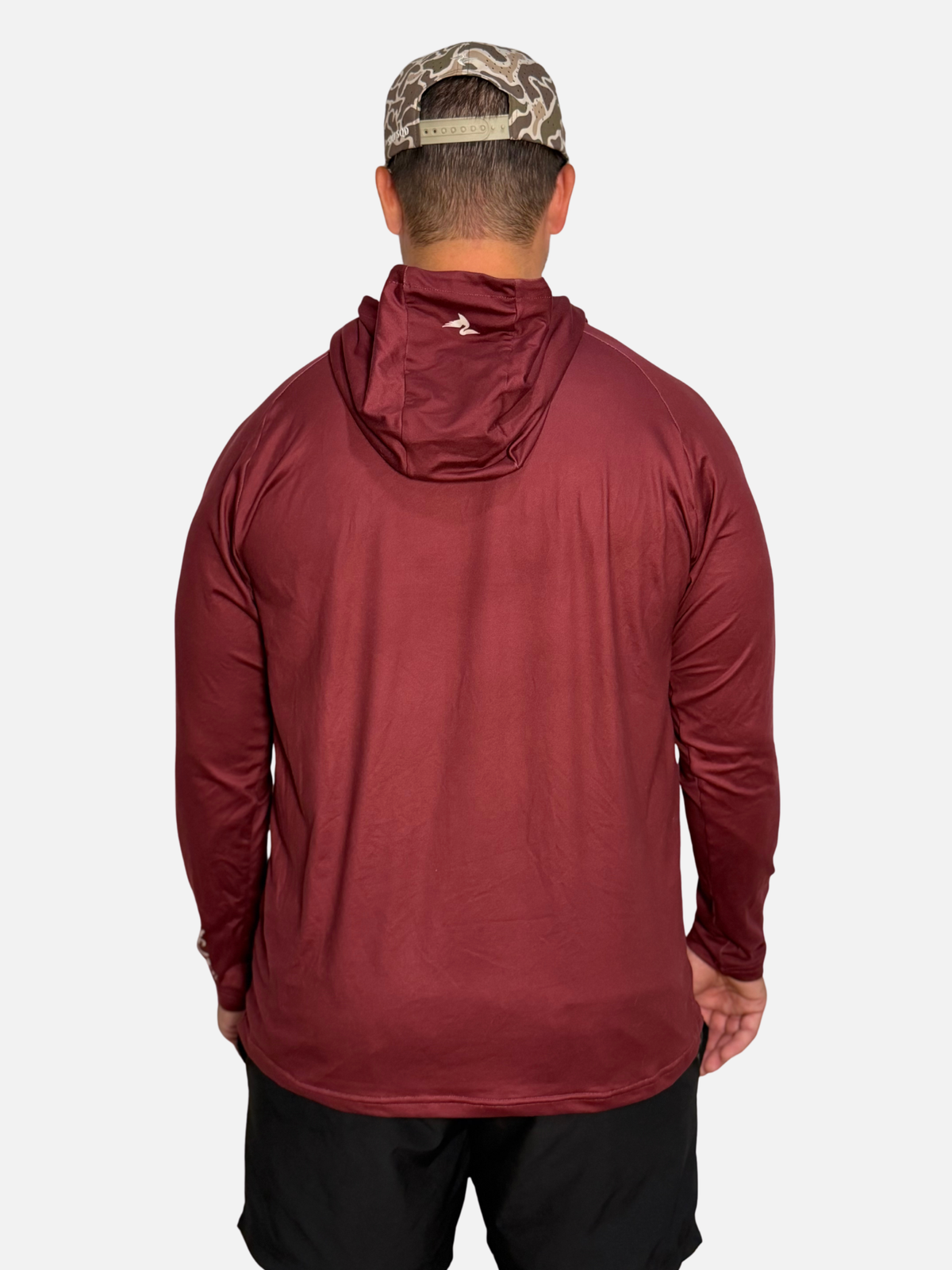 SqdDrift Salt SQD hoodie in Brackish with lightweight construction, shown from the back against a white background.