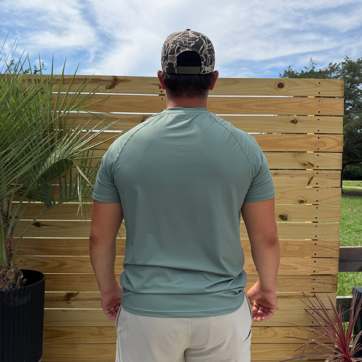 Breathable fishing performance shirt back view